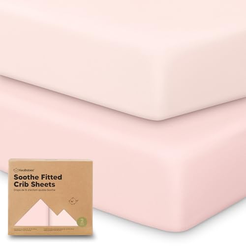 KeaBabies 2pk Organic Cotton Crib Sheets for Boys Girls 52x28, Mist Rose