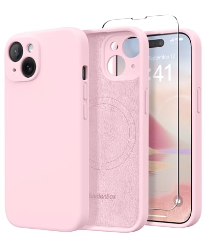 SuydanBox Magnetic for iPhone 15 Case Silicone Chalk Pink