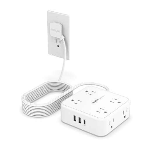 TESSAN Surge Protector Power Strip with 900J Surge Protection, 15 Ft, White