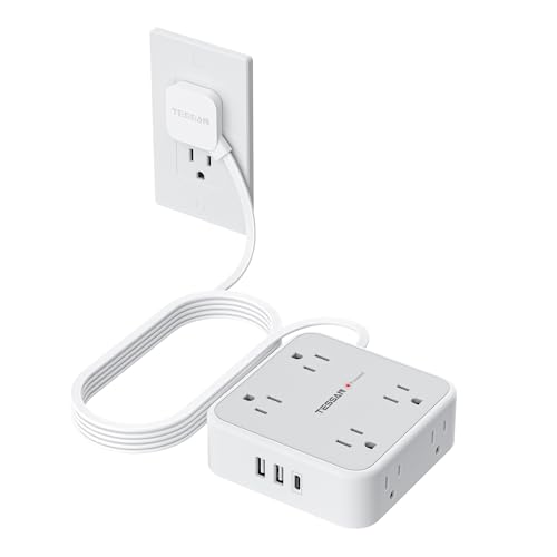 TESSAN Surge Protector Power Strip with 900J Surge Protection, 10 Ft, Grey