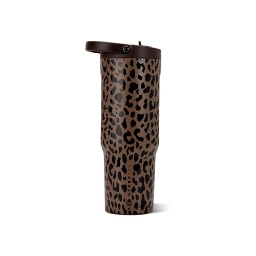 HydroJug Sport 32 oz Insulated Stainless Steel Water Bottle, Brown Leopard