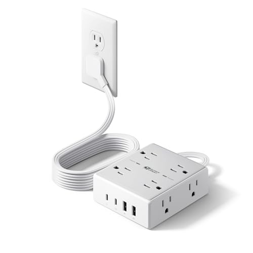 SUPERDANNY Extension Cord,Flat Plug Surge Protector Power Strip,6Ft