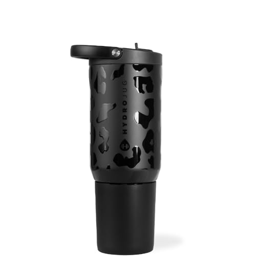 HydroJug Sport 20 oz Insulated Stainless Steel Water Bottle, Black Leopard