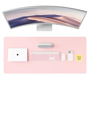 YSAGi Leather Desk Pad Protector, Office Desk Mat, Large Mouse Pad, Non-Slip PU Leather Desk Blotter, Laptop Desk Pad, Waterp