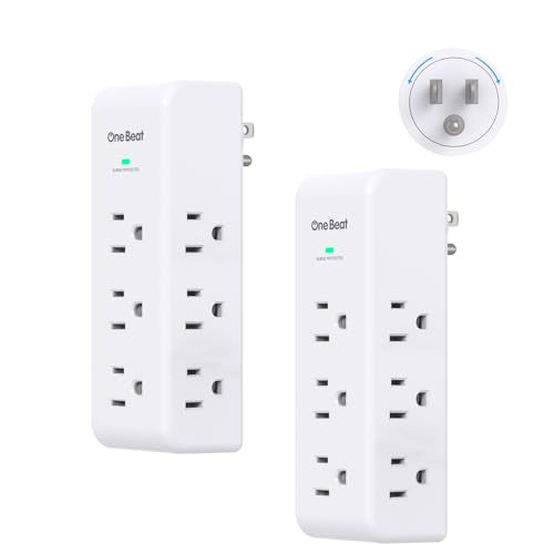 2 Pack Surge Protector Outlet Extender Rotating Plug, 9AC Multi Plug Outlet