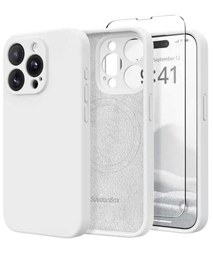 SuydanBox Magnetic for iPhone 14 Pro Max Case Silicone White
