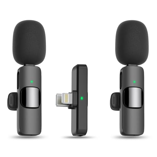 MAYBESTA Wireless Lavalier Microphone for iPhone, iPad, Android - Bluetooth Lapel Phone Mic for Video Recording - Mini Clip o