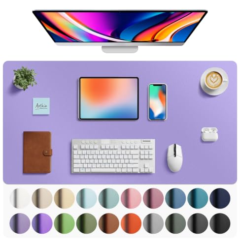 Aothia Faux Leather Desk Mat Mouse Pad, 40" x 24", Light Purple