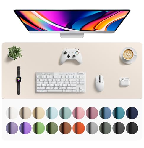 Aothia Faux Leather Desk Mat - Large Mouse Pad, Non-Slip PU Leather Blotter, Waterproof Writing Surface for Office and Home (