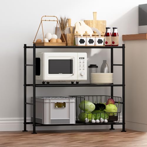 Sakugi Storage Shelves - 3 Tier Shelf Organizer, Heavy Duty Garage Shelving Unit with Leveling Feet, Stable Metal Shelves Org