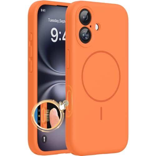 Miracase Silicone & Magnetic for iPhone 16 Case, Sunset Orange