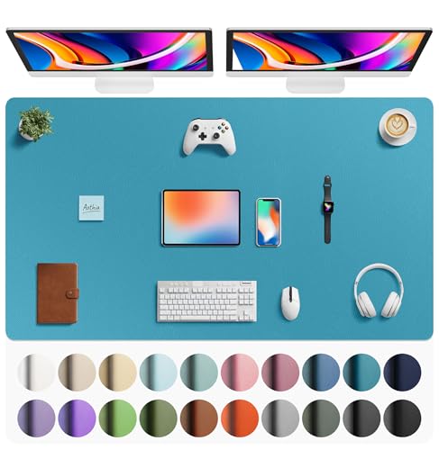 Aothia Faux Leather Desk Mat - Large Mouse Pad, Non-Slip PU Leather Blotter, Waterproof Writing Surface for Office and Home (