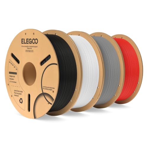 ELEGOO PLA 3D Printer Filament 1.75mm 4KG Black/White/Grey/Red