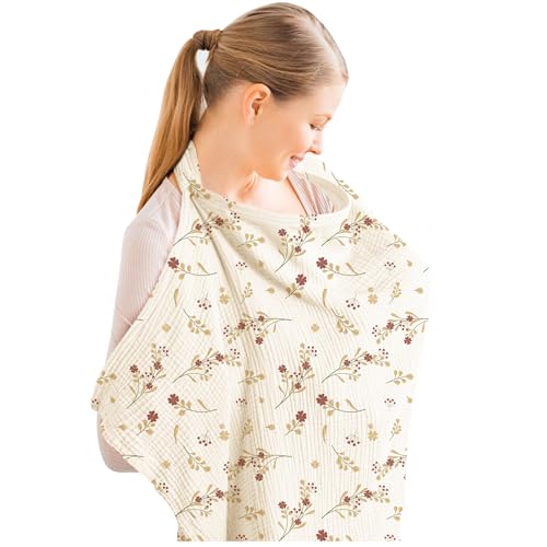 Konssy Muslin Nursing Cover Up for Breastfeeding with Rigid Hoop