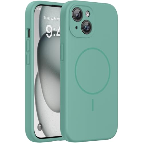 Miracase Silicone & Magnetic for iPhone 15 Case, Midnight Green