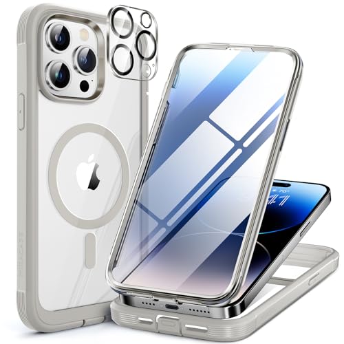 miracase Glass Series Designed for iPhone 14 Pro Max Case 6.7 Inch, Upgrade Full-Body Magnetic Case with Built-in 9H Tempered