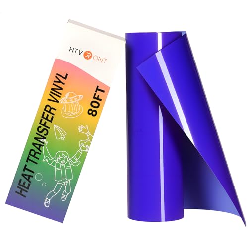 HTVRONT Heat Transfer Vinyl Roll - 12" x 80ft Royal Blue HTV Vinyl for T Shirts, Blue Iron on Vinyl Compatible with Cricut Cu
