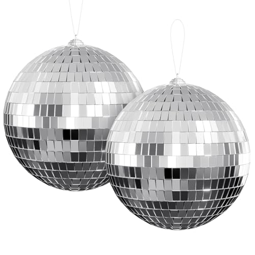 Youdepot 6-Inch Disco Ball, Silver Hanging Mirror Balls, 2-Pack