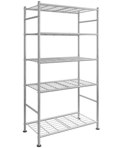 Sakugi Storage Shelves - 5 Tier Shelf Organizer, Heavy Duty Garage Shelving Unit with Leveling Feet, Stable Metal Shelves Org