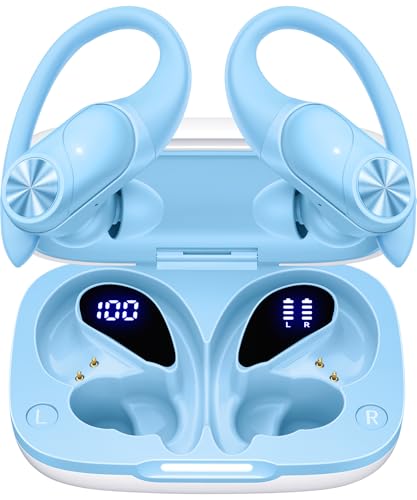 PocBuds Bluetooth Headphones Wireless Earbuds 80hrs Playtime Wireless Charging Case Digital Display Sports Ear Buds with Earh