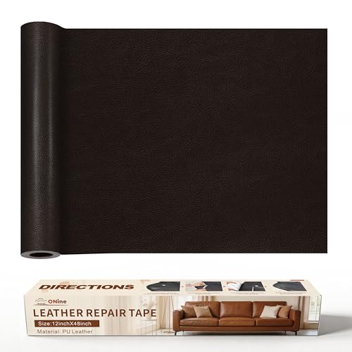 ONine Leather Repair Patch,Leather Repair Tape, 12 x 48 inches Leather Repair Patch for Furniture,Vinyl Repair Kit,Leather Co