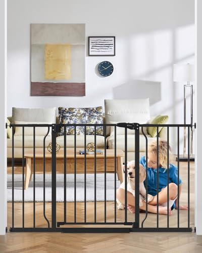 Cideny 29"-51" Extra Wide Baby Gate, No Drilling Auto Close Dog Gate, Black