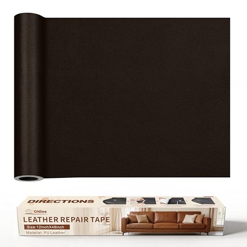 ONine Leather Repair Patch,Leather Repair Tape, 12 x 48 inches Leather Repair Patch for Furniture,Vinyl Repair Kit,Leather Co