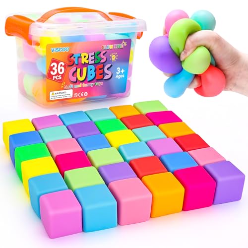 VISCOO 36 Pack Slow Rising Stress Cube, Stress Balls Fidget Squishy Toys