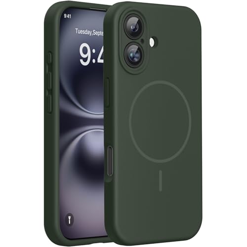 Miracase Magnetic for iPhone 16 Plus Case, Silicone, Dark Green