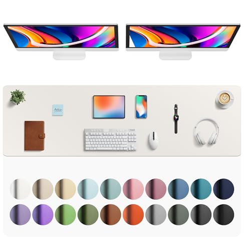 Aothia Faux Leather Desk Mat - Large Mouse Pad, Non-Slip PU Leather Blotter, Waterproof Writing Surface for Office and Home (