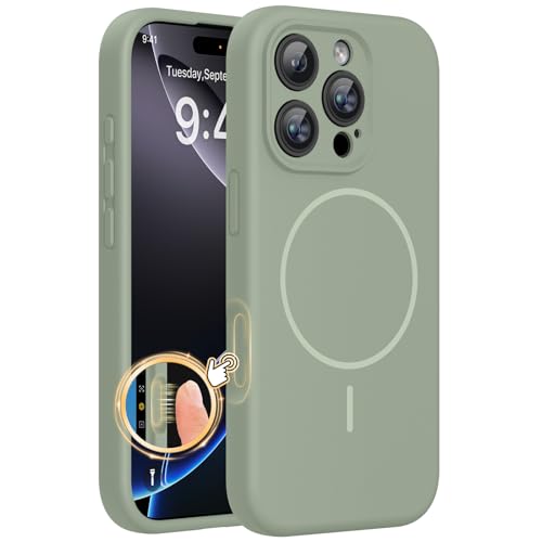Miracase Magnetic for iPhone 16 Pro Case, Silicone, Patina Green