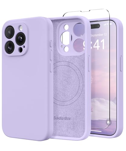 SuydanBox Magnetic for iPhone 15 Pro Case Silicone Clove Purple