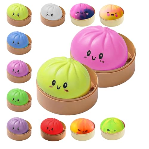 2Pcs Dumplings Squishy Stress Balls Fidget Sensory Toy Mystery Dumplings Squishy Soft Squeeze Decompression Dough for Adults