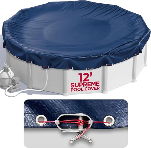 12 ft Round Winter Pool Cover for Above Ground Pools, Navy Blue, Resistant