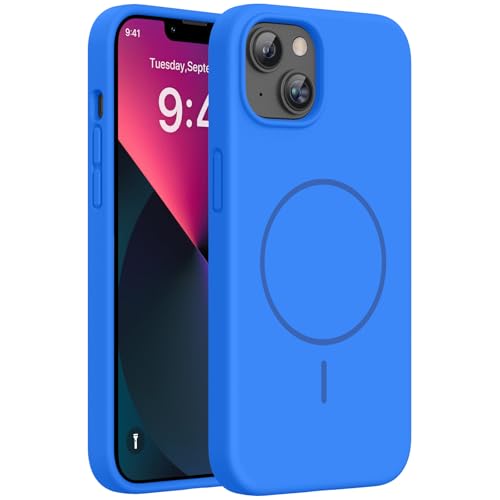 Miracase Silicone & Magnetic for iPhone 13 Case, Mediterranean Blue