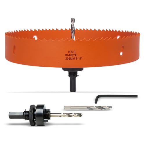 VIKITON 8-1/8 inch Hole Saw for Wood, Metal, Plastic & Drywall, with Arbor