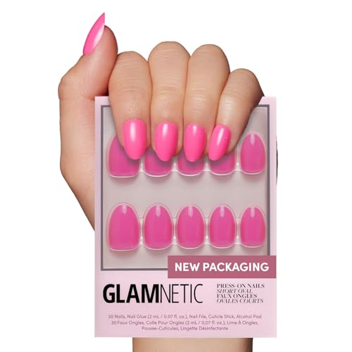 Glamnetic Press On Nails, Short Oval Glossy, Fake Nails 30pc Nail Kit