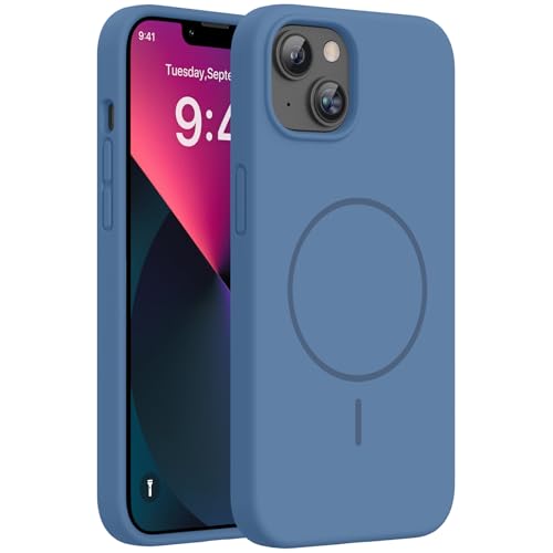 Miracase Silicone & Magnetic for iPhone 13 Case, Glass Blue