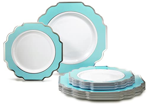 " OCCASIONS " 50 Plates Pack (25 Guests)-Heavyweight Wedding Party Disposable Plastic Plate Set -(25x10.5'' Dinner + 25x8'' S