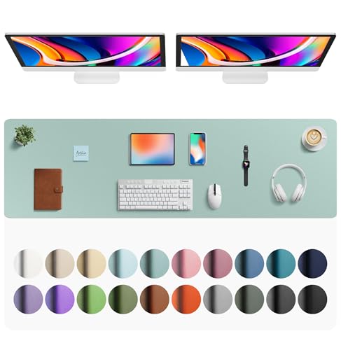 Aothia Faux Leather Desk Mat - Large Mouse Pad, Non-Slip PU Leather Blotter, Waterproof Writing Surface for Office and Home (