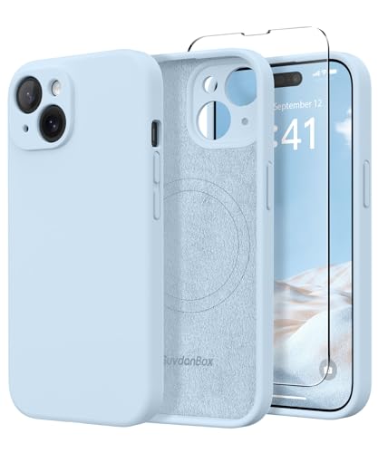 SuydanBox Magnetic for iPhone 15 Plus Case Silicone Light Blue