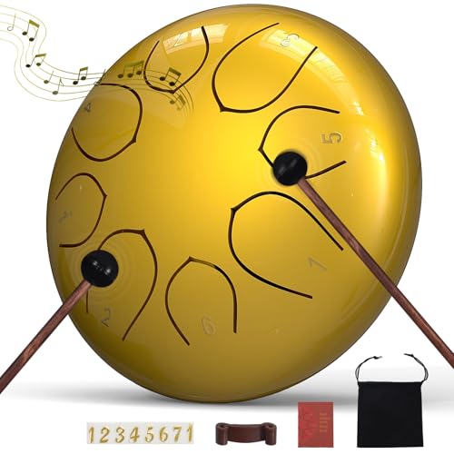 Rain Drum for Outside Garden, 6 Inches 8 Notes Steel Tongue Drums, Waterproof Meditation Rain Chime, Musical Instruments for