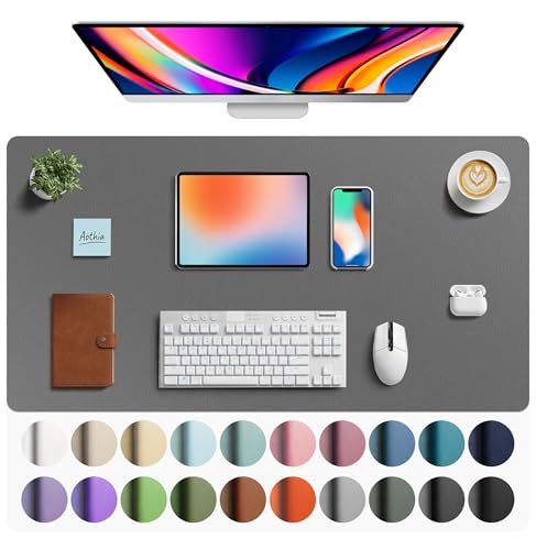 Aothia Faux Leather Desk Mat - Large Mouse Pad, Non-Slip PU Leather Blotter, Waterproof Writing Surface for Office and Home (