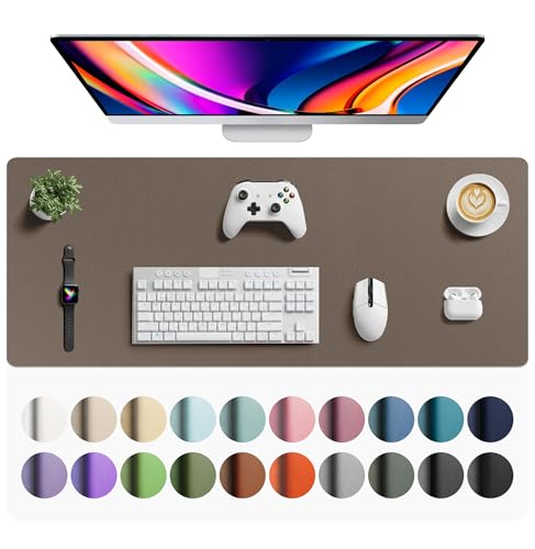 Aothia Faux Leather Desk Mat - Large Mouse Pad, Non-Slip PU Leather Blotter, Waterproof Writing Surface for Office and Home (