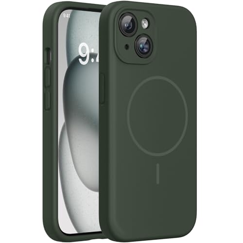 Miracase Silicone & Magnetic for iPhone 15 Case, Dark Green