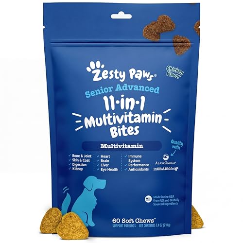 Zesty Paws Senior Dog Vitamins Dog Multivitamin + Glucosamine, Chicken 60ct