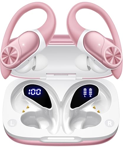 PocBuds Bluetooth Headphones Wireless Earbuds 80hrs Playtime Wireless Charging Case Digital Display Sport Ear Buds with Earho