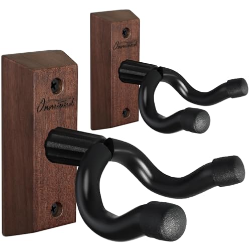 Guitar Wall Mount 2 Pack, Acacia Hardwood Guitar Hanger, U-Shaped Guitar Wall Hanger Mount, Guitar Holder Hook Stand Wall for