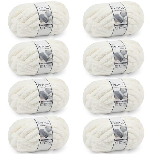 Cozyful Chunky Yarn for Hand Knitting - #10 Chunky Chenille Yarn, Jumbo Big Thick Chunky Yarns for Crocheting, Super Bulky Ch