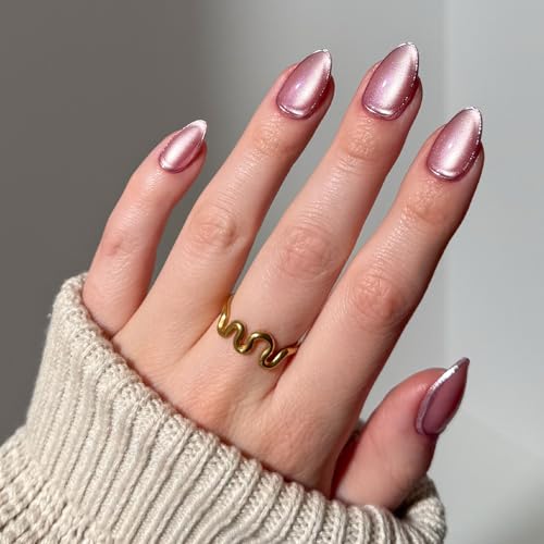 Glamnetic Press On Nails, Short Almond Velvet, Fake Nails 30pc Nail Kit